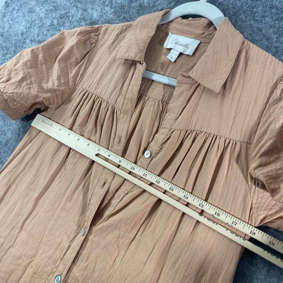 Cleobella Maxi Dress Small Tan Button-Up Short Sleeve Shirtdress Revolve - Picture 9 of 15